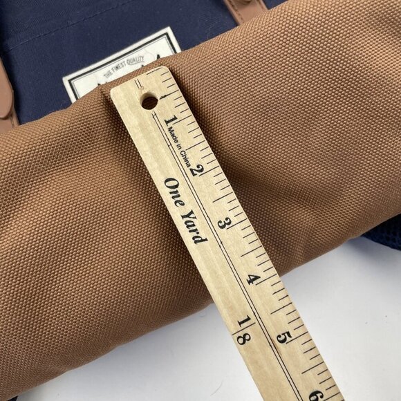 Herschel Retreat Backpack Top Load Navy Brown Canvas Padded Fleece Laptop Sleeve - Picture 5 of 10